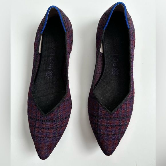 Cranberry plaid points Rothy’s - Picture 1 of 2